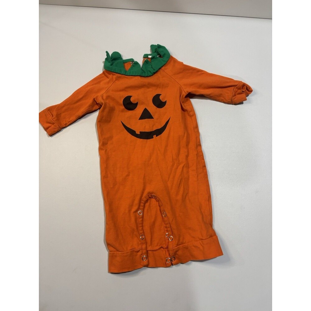Halloween Pumpkin Baby One-Piece Coverall 6-9M Cotton Long Sleeve Snap